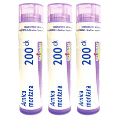 Boiron Arnica Montana pellets in tubes for temporary muscle relief when used as directed.