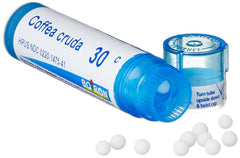 Boiron Coffea Cruda 30C bottle label highlighting HPUS purity.