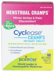 Boiron Cyclease cramp tablets pack shot showing packaging for menstrual comfort.