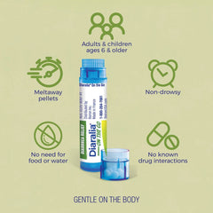 Boiron Diaralia On the Go tube back highlighting travel-friendly packaging.