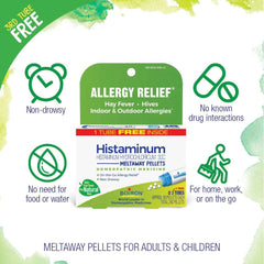 Boiron Histaminum 30C bottle close-up highlighting its convenient allergy option.