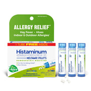 Boiron Histaminum 30C pellets in a bottle for on-the-go allergy relief.