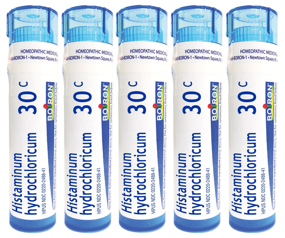Boiron Histaminum Hydrochloricum 30C bottle for allergy relief on the go