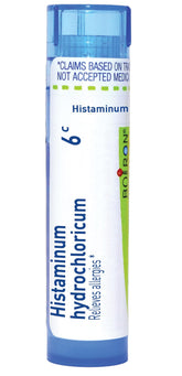 Boiron Histaminum Hydrochloricum 6C bottle label for targeted allergy relief.