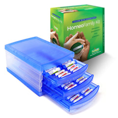 Boiron HomeoFamily easy guide pamphlet explains each tube's use.