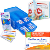 Boiron HomeoFamily kit box with blue drawers for organized remedies.