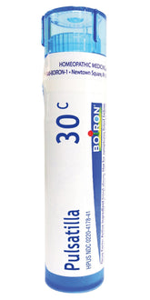 Boiron Pulsatilla 30C pack shot showing quick-dissolving pellets for fast cold support