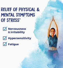 Boiron StressCalm label detail highlights natural ingredients and trusted homeopathic approach.