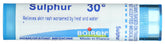 Boiron Sulphur 30C tube front view, compact home remedy on the go.
