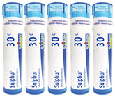 Boiron Sulphur 30C tubes, front view, convenient homeopathic option for skin concerns.