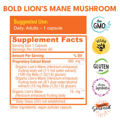 Bold Botanica Lion's Mane bottle — vegan, gluten-free capsules for daily support.