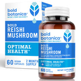 Bold Botanica Reishi capsules bottle pour for easy daily use and convenience.