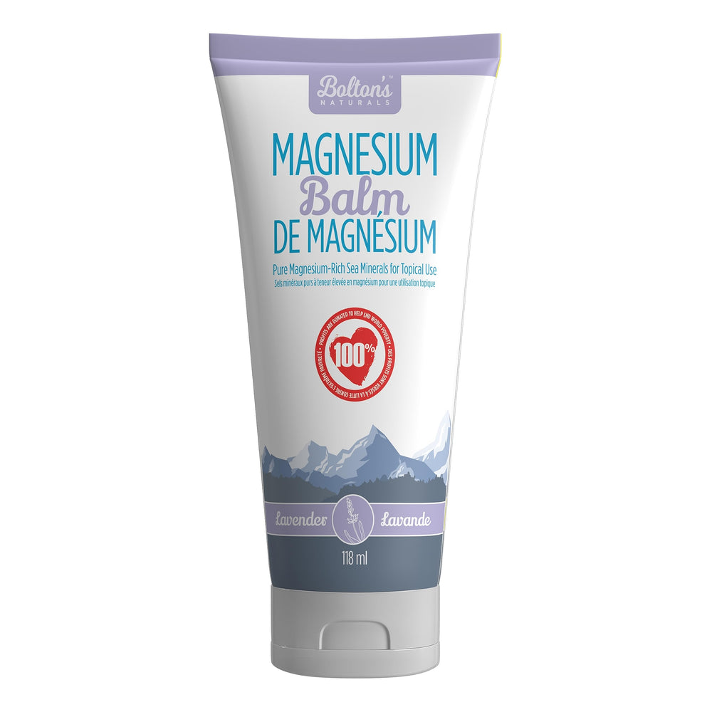 Bolton's Naturals Unscented Magnesium Chloride Balm tube closeup highlighting creamy texture for easy application