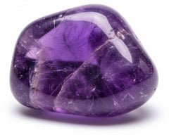 Bombay Crystals Export amethyst tumbled stone close-up highlighting rich purple hue for meditation.