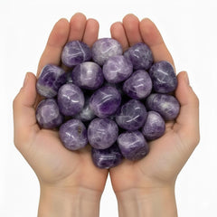 Bombay Crystals Export amethyst tumbled stone ideal for meditation sessions and Reiki focus.