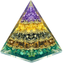 Bombay Crystals Money Magnet Pyramid close-up with amethyst and citrine for wealth focus.