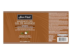 Bon Vital' Coconut Gel used on back massage for easing tension with smooth glide.