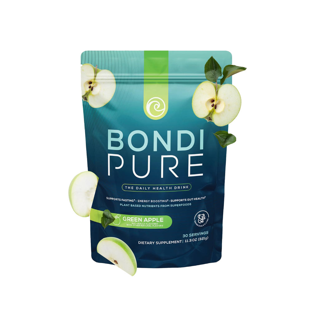 Bondi Pure Green Apple bottle pour for convenient daily detox and hydration.