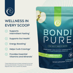 Bondi Pure plant-based fibers scoop highlights fiber-rich mix for digestive support.