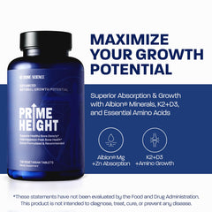 BONE SCIENCE Prime Height daily dosage emphasizes easy routine for growth and energy.