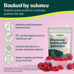 BoochBod gummies close-up shows texture and potential digestion support.