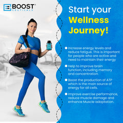 BoostCeuticals CoQ10 bottle label shows vegan, gluten-free, non-GMO ingredients