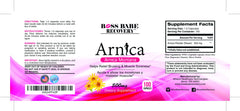 Boss Babe Recovery Arnica Capsules label highlights gluten-free formula