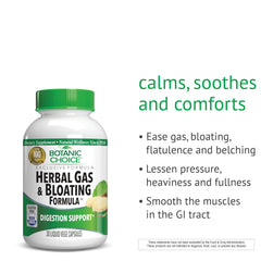 Botanic Choice label detail highlights allergen-free, plant-based capsules.
