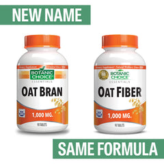 Botanic Choice oat fiber bottle side highlighting 1000mg per tablet