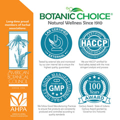 Botanic Choice Premium Turmeric capsules on white background illustrate a simple daily dose.