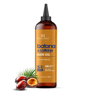 Botanic Hearth Batana oil bottle pour for deep hair hydration.