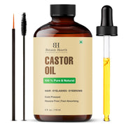 Botanic Hearth castor oil bottle closeup showing pure oil for hair and skin care