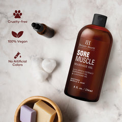 Lavender and peppermint oils indicating skin nourishment and refreshing aroma.