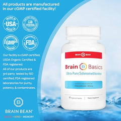 Brain Bean Brain Basics Selenomethionine capsules; convenient daily immune system support
