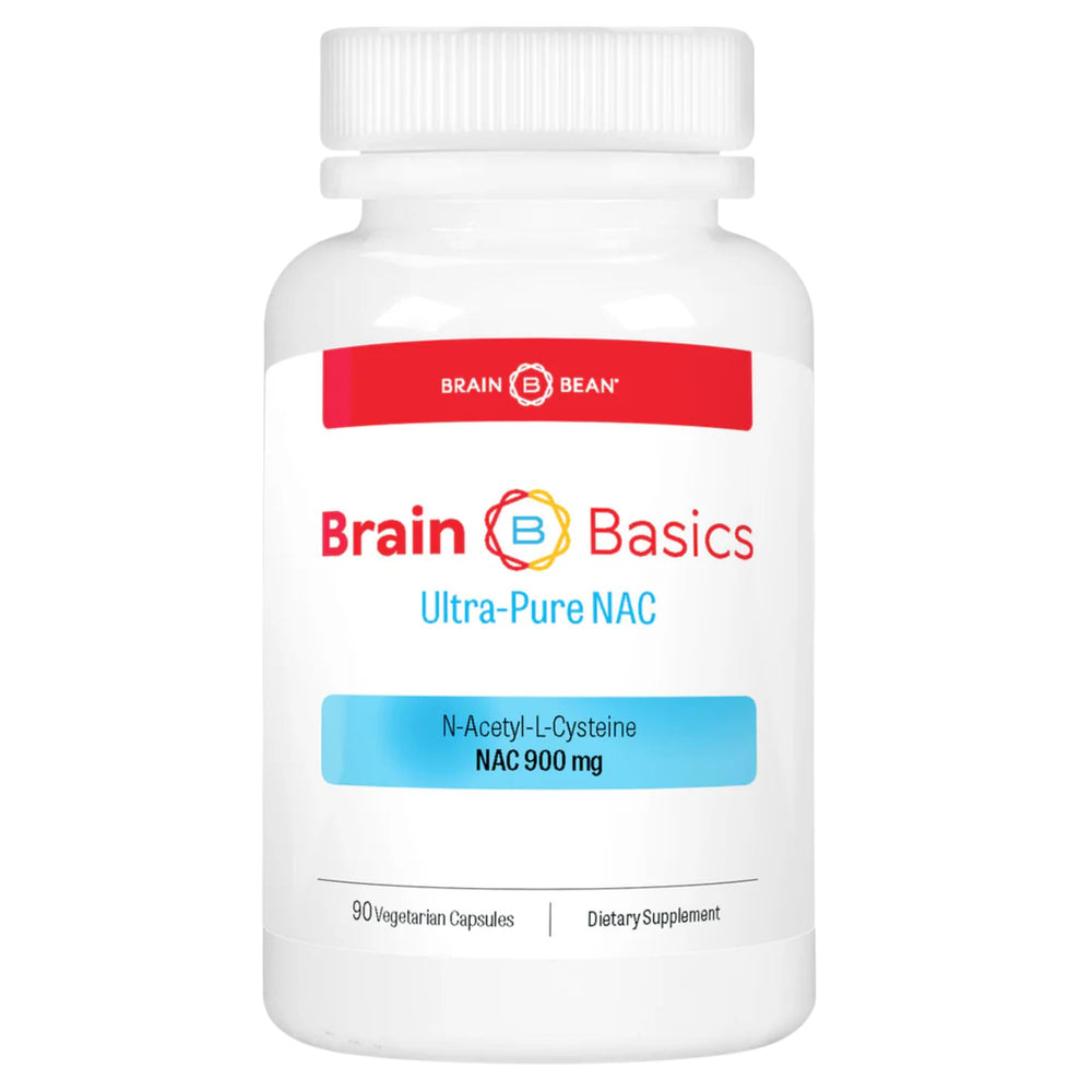 Brain Bean Brain Basics Ultra NAC bottle ready for daily antioxidant support.