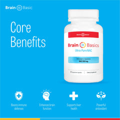 Brain Bean Ultra NAC capsules close-up for convenient daily use.