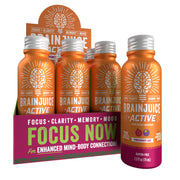 BrainJuice Active bottle shot shows portable energy and focus on the go.
