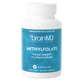 BrainMD Dr Amen Methylfolate bottle with 30 capsules for mood and cognition support.