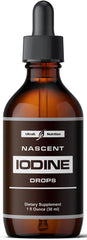 Brand6 Nascent Iodine drops pour from the bottle for quick energy support.