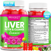 Briasket Liver Detox bottle pour showing convenient daily gummy ritual.