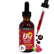 Bricker Labs B-12 Blast bottle front view with raspberry flavor for daily energy
