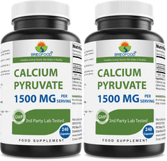Brieofood Calcium Pyruvate bottle showing 1500mg per serving for daily support