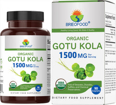 Brieofood Gotu Kola bottle with 90 vegetarian tablets for daily wellness
