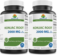 Brieofood Konjac root glucomannan bottle for daily fiber support and wellness.