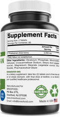 Brieofood L-Tryptophan tablets close-up highlighting high-strength 2000 mg per serving