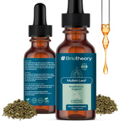 BRIOTHEORY Mullein Leaf Extract bottle shows fast-absorbing drops for respiratory comfort