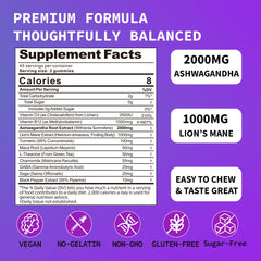 Brixxlor Ashwagandha Gummies bottle back with serving information and ingredients