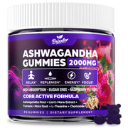 Brixxlor Ashwagandha Gummies bottle front showing vegan berry formula for daily calm