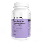 Briyosis Orthomax bottle front displays the vitamin blend for daily nutrient support.