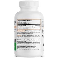 Bronson B12 bottle with label, highlighting vegan non-GMO formula for daily wellness.